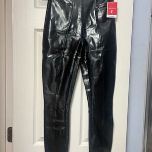 SPANX Shiny Black Leather Look Leggings